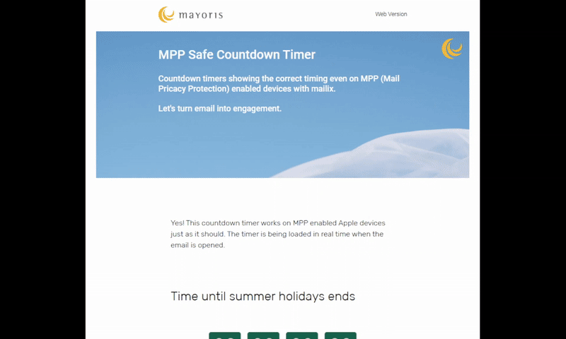 Countdown widget for email